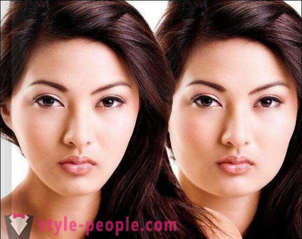 Feysbilding ansigt: før og efter. Gymnastik i øjnene: motion